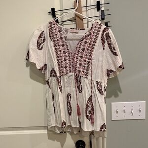 Target White and Pink Patterned Blouse